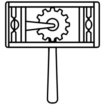 Ratchet noise maker outline icon for purim holiday with noisemaker celebration tradition minimalist