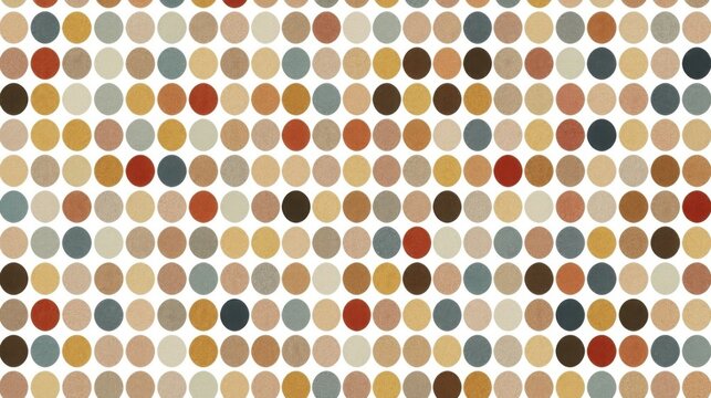 Geometric polka dot pattern featuring rows of multicolored circles arranged across a clean surface.