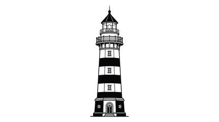 Obraz premium Black and white lighthouse illustration