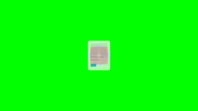 Animated Software Disc Document and Delivery Box Icons on Chroma Key Green Screen Background