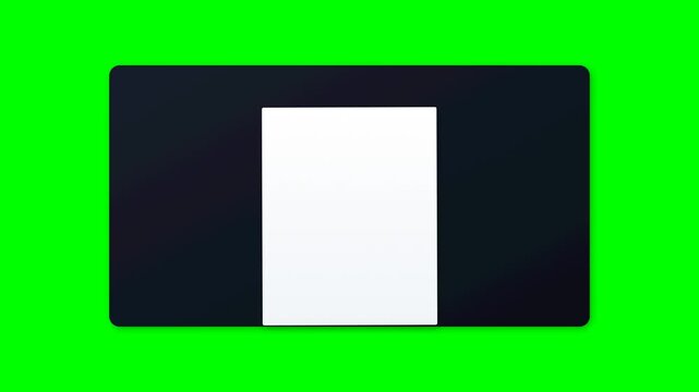 Minimalist 3D Rear View of Modern Desktop Computer Monitor Stand Isolated on Chroma Key Green Screen