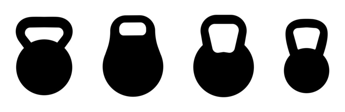 Set of black kettlebell weight icon vector illustration isolated on white background