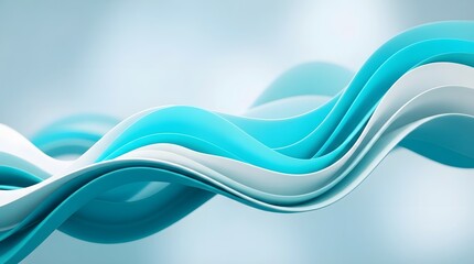 Fototapeta premium Abstract turquoise and white flowing waves background with smooth liquid motion design.