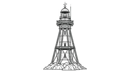 Obraz premium Isolated vintage-style lighthouse illustration