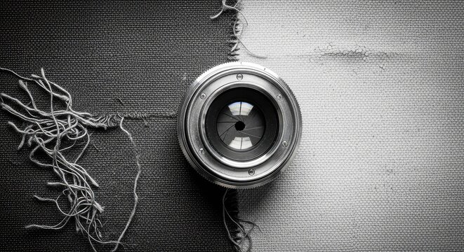 A dramatic vertical split divides this monochrome background, showcasing a rough, grungy fabric texture and weathered canvas on both sides, industrial, contrast, weave