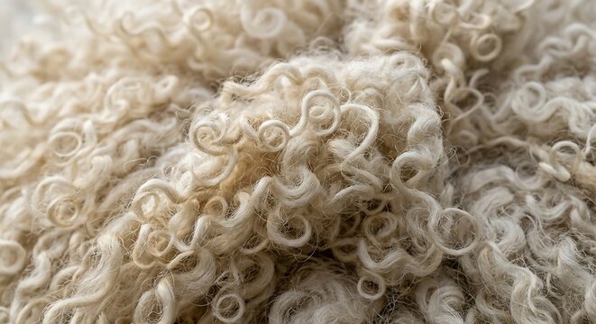 Soft curly white fleece texture close up view