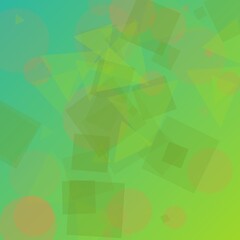 Fototapeta premium Abstract geometric background with transparent green and blue shapes