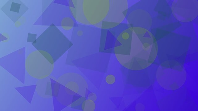 Modern Abstract Background with Overlapping Purple and Blue Geometric Circles Squares and Triangles
