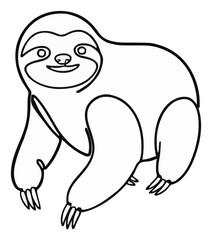 Naklejka premium Three toed sloth isometric view continuous line art .... Generative AI