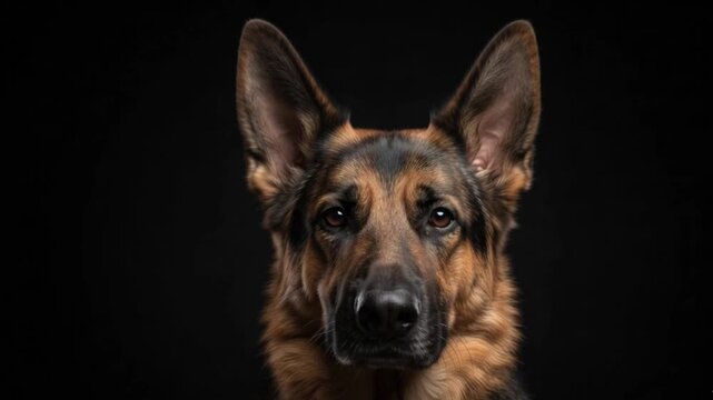 Detailed cinematic portrait of a german shepherd dog