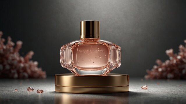 Artistic visualization of bottle of perfume sitting on top of table - Generative AI
