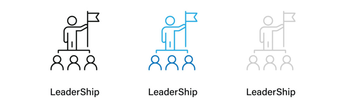Leadership icon set showcasing management team direction and corporate guidance concepts with line art white background leadership