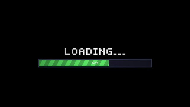 loading 8 bit retro. Retro 8-bit pixel art loading bar progress indicator animation
