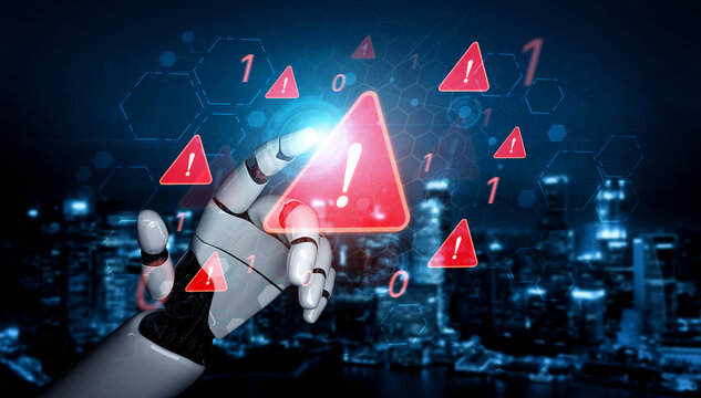 An AI assistant identifies a critical security breach and issues an urgent warning. This automated system flags the danger and risk, signaling a system failure or problem. Fermion
