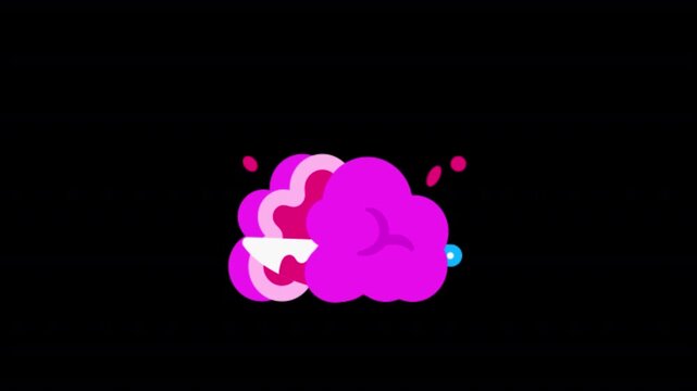 Spooky pink brain being cut open with a playful Halloween-inspired cartoon style on transparent background.