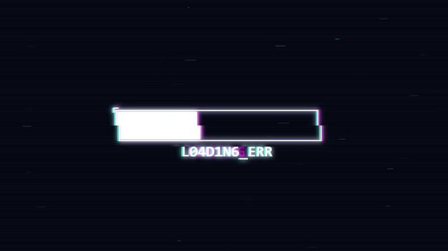 Digital glitch loading bar animation on dark background