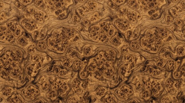 Seamless full frame flat lay background of raw wood burl texture
