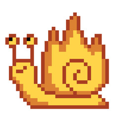 Illustration Fast Fire Snail Concept Pixel Art 8 bit Symbol Isolated © Mukhamat