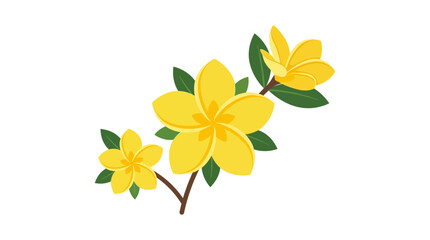 Fototapeta premium Yellow Plumeria Flower Branch Vector Illustration