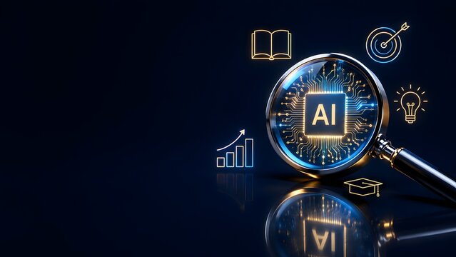 Artificial Intelligence Research and Technology Concept With Magnifying Glass