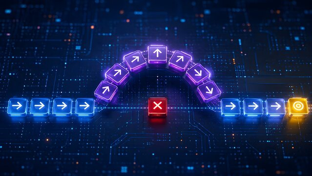 Business Obstacle Bypass And Strategic Problem Solving Circuit Concept