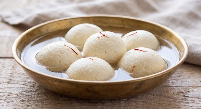 Rasgulla in bowl with saffron