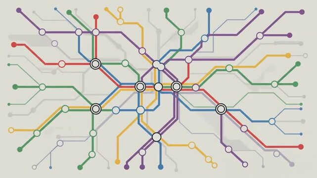 Abstract Minimalist Subway Map and Metro Transit Network Design