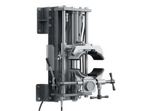 heavy duty material handling vertical mast lift stacker equipment isolated on transparent background