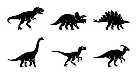 Dinosaur Silhouettes Collection: Prehistoric Creatures, Jurassic Icons, Mesozoic Era Vector Set © Sahil