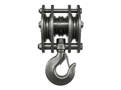 heavy duty manual chain hoist pulley block lifting equipment isolated on transparent background