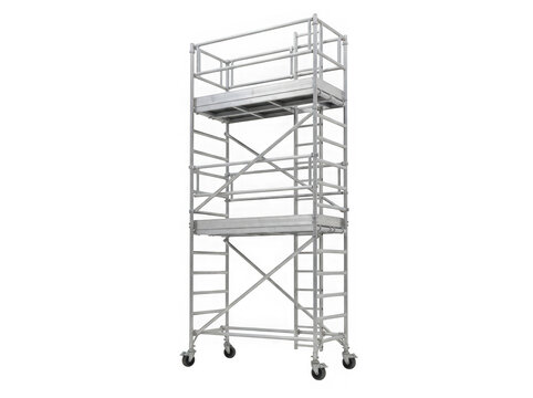 modular metal scaffolding tower temporary construction platform structure isolated on transparent background
