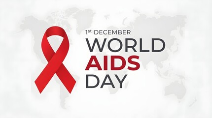 Fototapeta premium World aids day awareness ribbon with text on a textured gray background