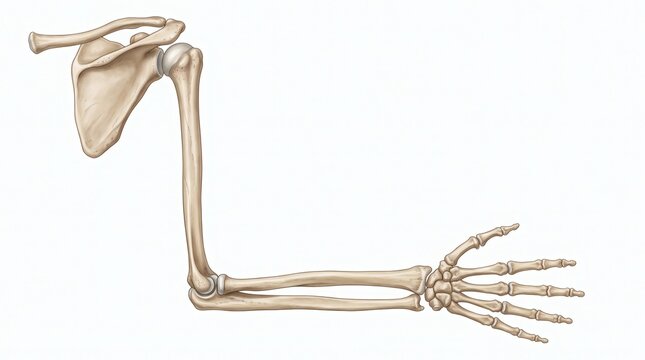 Human Arm Skeleton Anatomy Medical Illustration Isolated on White Background.