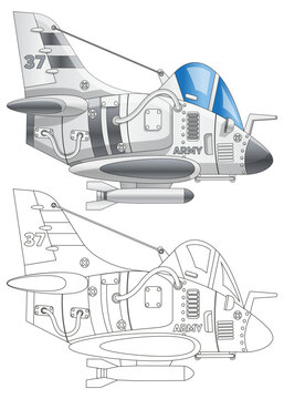 War plane. Fighter. Isolated on white background. Vector illustration.