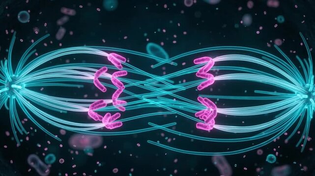 Cell Division Animation Shows Chromosome Separation in Mitosis