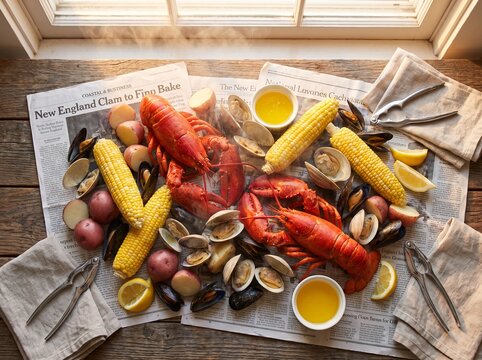 New England Clam Bake with Lobster, Clams, and Corn &ndash; Coastal Feast