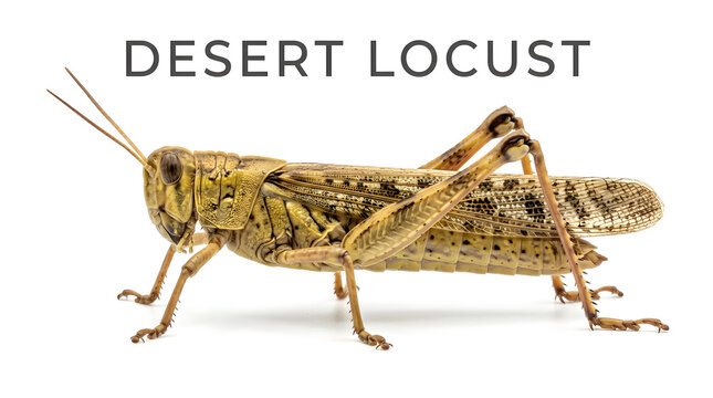 Desert locust insect in close up studio shot