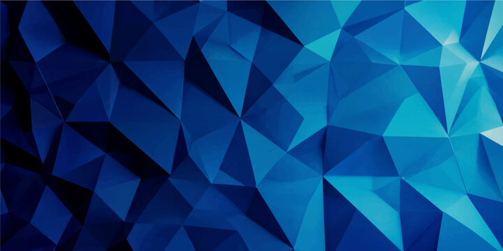 Abstract low poly geometric background with navy cyan blue triangular mesh vector wallpaper