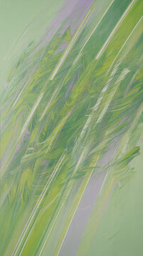 Abstract vertical painted artwork featuring dynamic green and purple brushstrokes in a flowing pattern painting abstract brushstrokes vertical