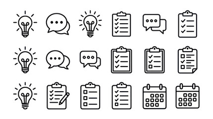 Business planning and creative thinking linear icon set © Fenny