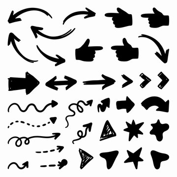 Hand-drawn comic book action symbols and manga effect lines for storytelling and graphic design