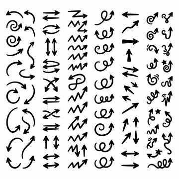 Large set of hand-drawn black ink checkmarks and cross marks for feedback and checklist design elements
