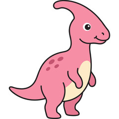 Fototapeta premium Cute Pink Cartoon Dinosaur Illustration with a Crest for Children's Book and Educational Design