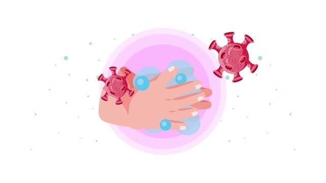 Washing hands against viruses.