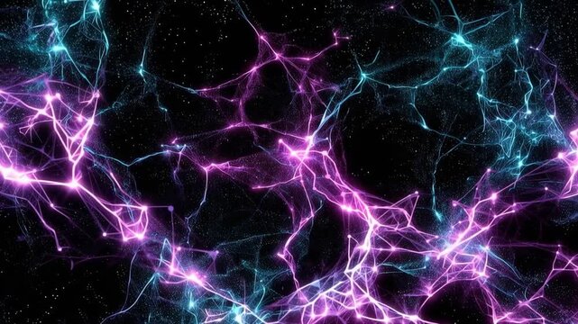 Abstract cosmic lightning display with vibrant purple and blue electric streaks