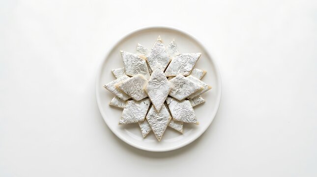 Kaju katli indian sweet dessert isolated on white background