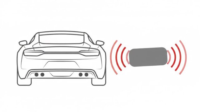 Supercar Intelligent Parking Sensor Animated Vector Icon