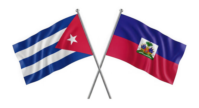 Crossed flags of Cuba and Haiti together isolated on transparent background