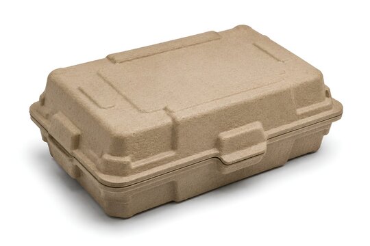 Molded fiber clamshell packaging box for protective precision instrument shipping and storage