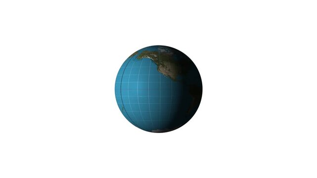 Flat design of rotating globe isolated on a white background. Globe animation. Flat design